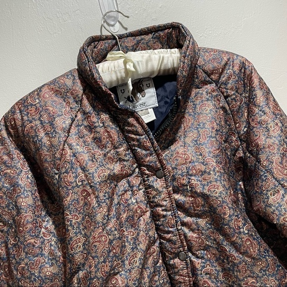 Vintage LAVENIR Full Zip Blue Paisley Puffy Insulated Nylon Jacket - Picture 3 of 8